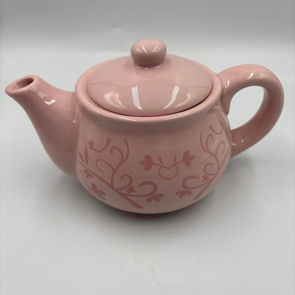 Ceramic Teapot Small Floral PINK Hand Painted Pink Decorative Kitchenware